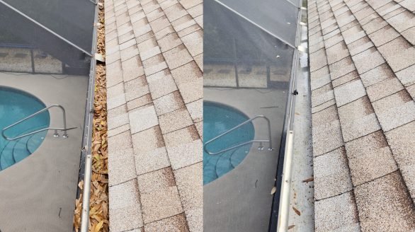 Gutter cleaning on a residential home in Vero Beach Florida